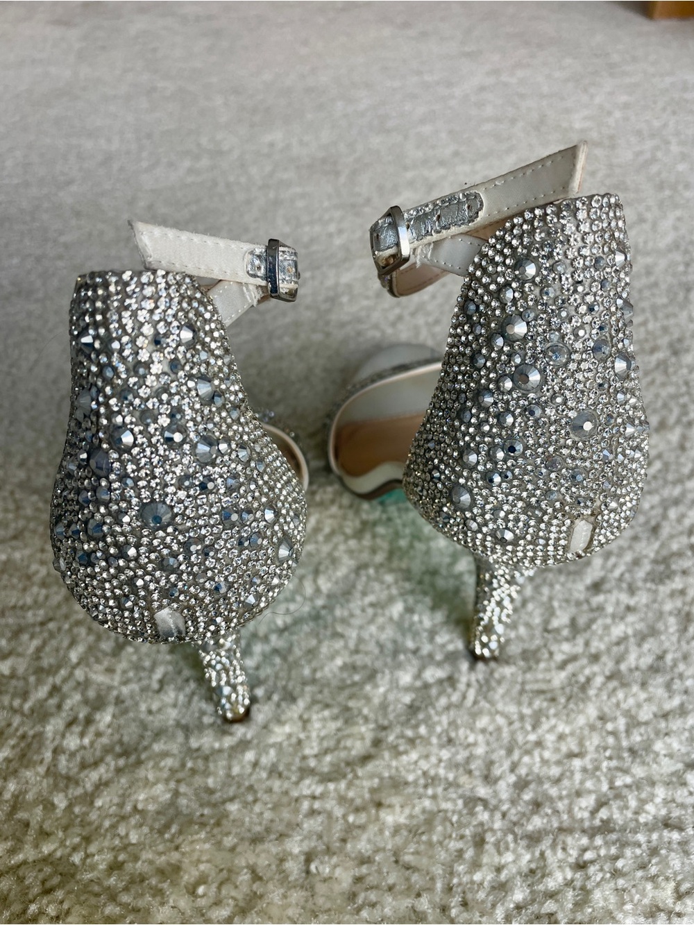 Betsey Johnson Silver Crystal Ankle-Strap Heels - Picture 4 of 9